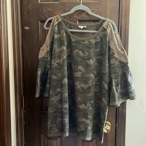 Oddy Cold Shoulder Top - Camo